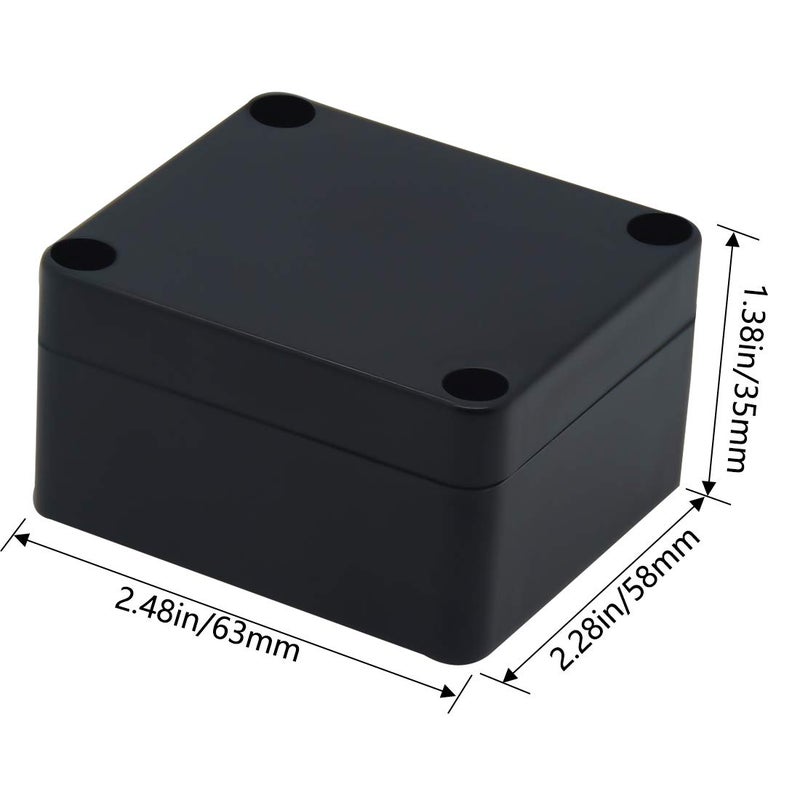 Zulkit Junction Box, Zulkit Project Box IP65 Waterproof Outdoor Box ABS Plastic Electrical Boxes Electronic Enclosure Black 2.48 x 2.28 x 1.38 inch (63 x 58 x 35mm) - Image 2